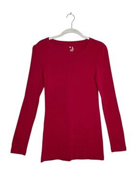 Gap Women's Super Soft Crew -Neck Long Sleeve Top in Burgundy